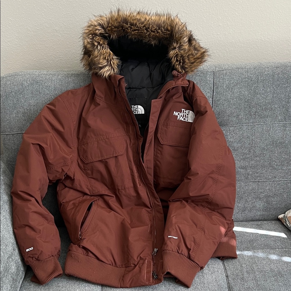 The North Face Rust Brown Jacket with Faux Fur Hood